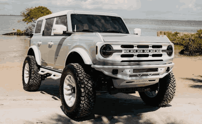 Modified Ford Bronco with unique features